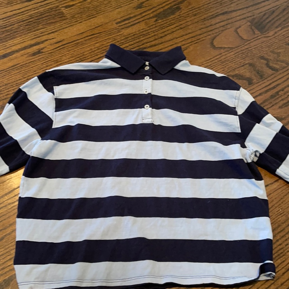 Navy blue & light blue striped brandy tank!